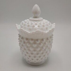 Fenton Hobnail Milk Glass Covered Sugar Bowl